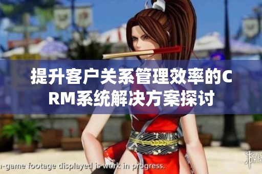提升客户关系管理效率的CRM系统解决方案探讨