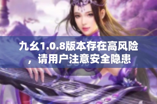 九幺1.0.8版本存在高风险，请用户注意安全隐患