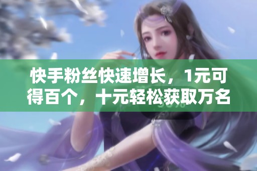 快手粉丝快速增长，1元可得百个，十元轻松获取万名粉丝