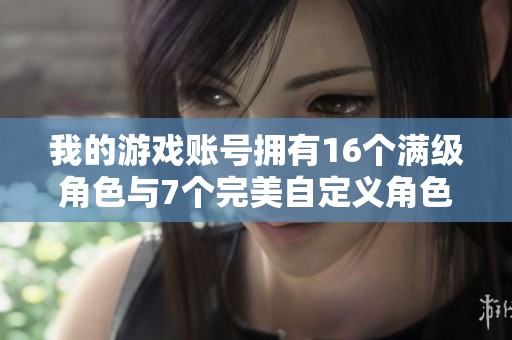 我的游戏账号拥有16个满级角色与7个完美自定义角色的独特经历