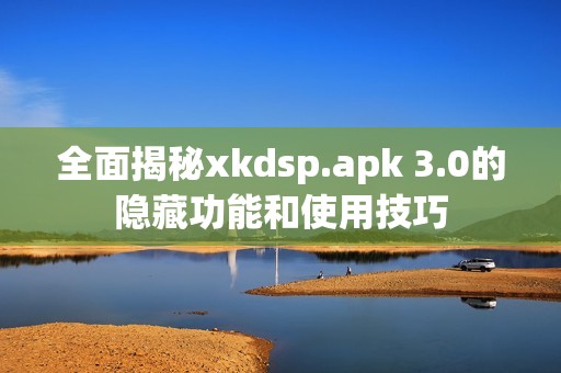 全面揭秘xkdsp.apk 3.0的隐藏功能和使用技巧