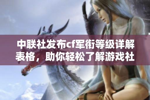 中联社发布cf军衔等级详解表格，助你轻松了解游戏社会新闻