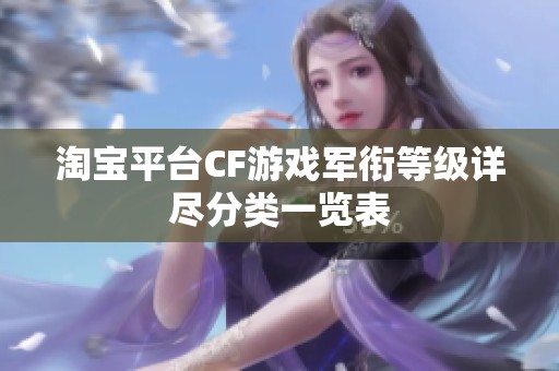 淘宝平台CF游戏军衔等级详尽分类一览表